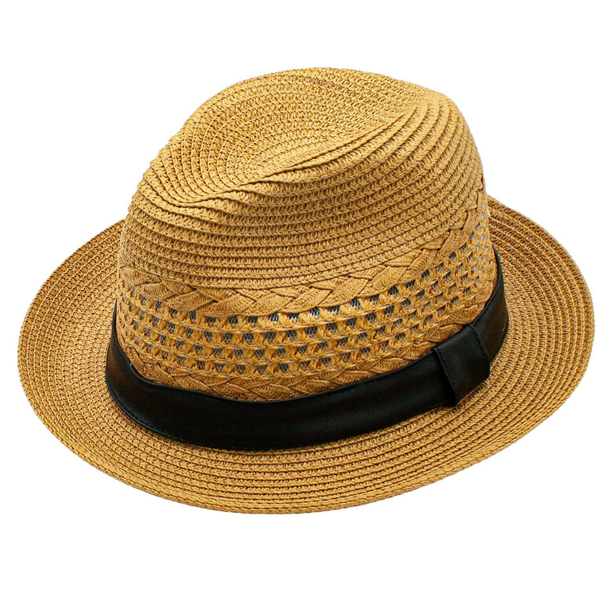Carson Polypropylene Leather Band Upturned Brim Fedora Hat