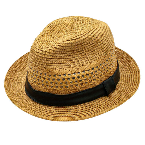 Carson Polypropylene Leather Band Upturned Brim Fedora Hat